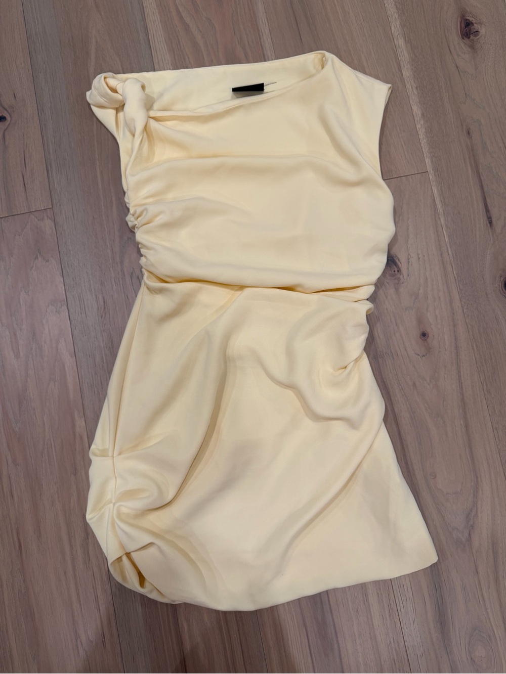 Vici Soft Butter Yellow One-Shoulder Ruched Dress